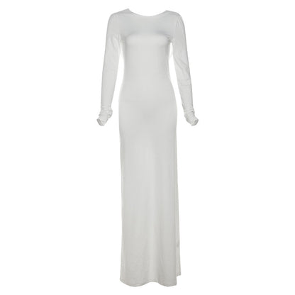 Fashion Slim Fit Backless Long Sleeve Dress Women