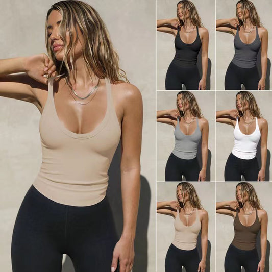 Spring knitted vest in various colors, slim fit, polyester fiber, stylish and sexy women's top.
